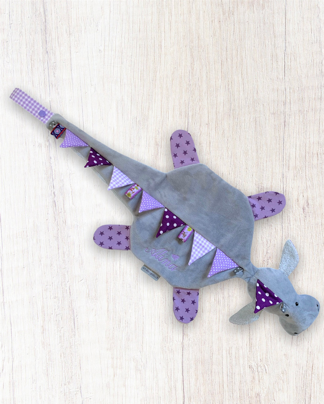Schmusedrache Pit Hellgrau/Violett/Lila