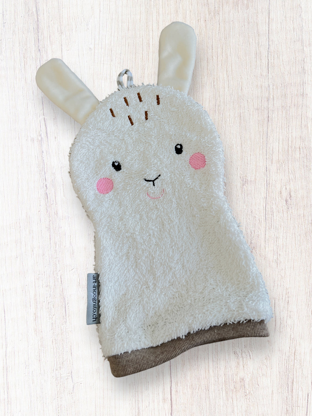 Waschhandschuh Hase Beige/Braun