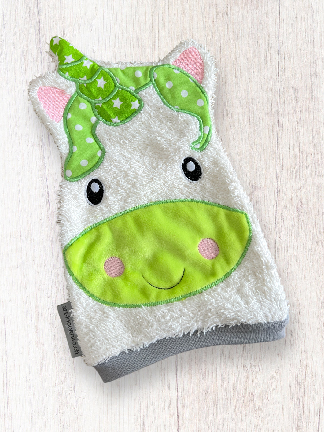 Waschhandschuh Einhorn Grün